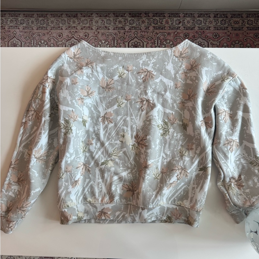 Camo Patterned Gray Sweater off the shoulder